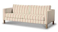 Pokrowce na meble - Dekoria pl pl Pokrowiec na sofę Karlstad 3-osobową nierozkładaną krótki ecru tło czerwone paski 204 x 89 x 64 cm Avinon 615-129-15 - miniaturka - grafika 1