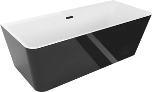 Mexen Volta wanna wolnostojąca przyścienna 170 x 75 cm, biała/czarna, przelew czarny - 51131707575-70 - Wanny - miniaturka - grafika 1