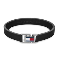 Bransolety męskie - Elegancka Czarna Skórzana Bransoletka Męska Tommy Hilfiger - 2790429 - miniaturka - grafika 1