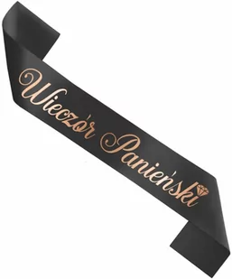 Czarna szarfa z napisem Wieczór panieński - 1 szt. - Wieczór panieński i kawalerski - miniaturka - grafika 1