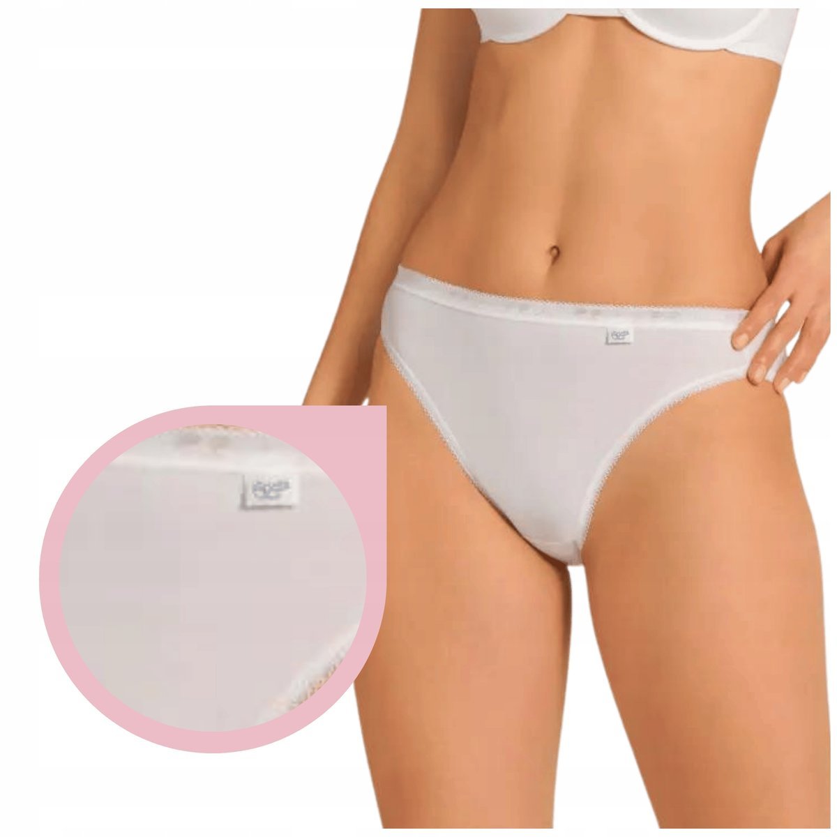 Majtki damskie Sloggi Basic+ Tai białe 1 para bawełna gładkie figi - XXXL