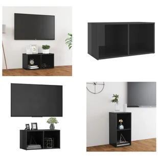 vidaXL Szafka pod TV wysoki połysk szara 72x35x36,5 cm materiał drewnopochodny - szafka pod TV - szafki pod TV - meble pod TV - szafka pod TV - Szafki RTV - miniaturka - grafika 1