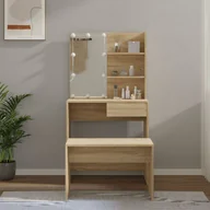 Toaletki - vidaXL Zestaw z toaletką i oświetleniem LED, dąb sonoma - miniaturka - grafika 1