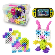 Klocki - Klocki Meli Maxi Pink Travel Box 110 Konstrukcyjne Wafle + Prezent Gra - miniaturka - grafika 1