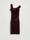 Sukienki - Reserved - Welurowa sukienka midi - bordowy - miniaturka - grafika 1