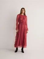 Sukienki - Reserved - Sukienka maxi z falbanami - brudny róż - miniaturka - grafika 1