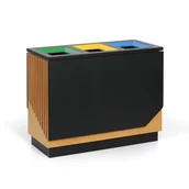 Wyposażenie miejsc publicznych - Kosz na śmieci do segregacji, 3x89 L, czarny/imitacja drewna - miniaturka - grafika 1