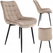 Krzesła - Krzesło Skandynawskie do Kuchni salonu nowoczesne pikowane Welur - miniaturka - grafika 1