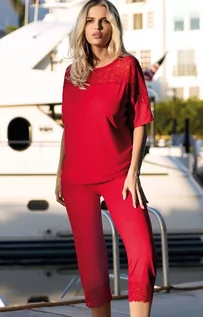 Piżamy damskie - Dkaren Ara piżama, Kolor czerwony, Rozmiar L, - grafika 1