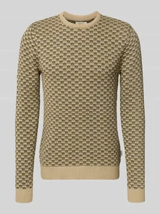 Sweter z dzianiny z prążkowanymi wykończeniami model ‘BALEN’ - Swetry męskie - miniaturka - grafika 1