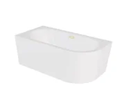 Wanny - Wanna narożna lewa Besco Avita A-line 150x75 cm biały połysk syfon klik-klak złoty z przelewem slim WAA-150ALZS - miniaturka - grafika 1