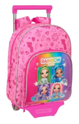 Safta RAINBOW HIGH SHINE plecak dziecięcy z wózkiem 705, idealny dla dzieci w różnym wieku, wygodny i wszechstronny, jakość i wytrzymałość, 28 x 10 x 34 cm, Biały, M, Casual