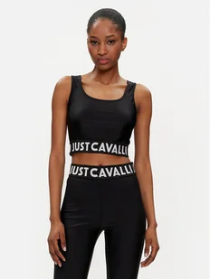 Just Cavalli Top 76PAM204 Czarny Slim Fit - Koszulki i topy damskie - miniaturka - grafika 1