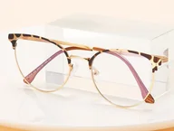 Okulary korekcyjne, oprawki, szkła - Damskie okulary Kocie Oczy zerówki do komputera BLUE LIGHT na teleskopach 25110A Panterka/Złoty - miniaturka - grafika 1