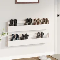 Szafki na buty - Ścienne półki na buty, 2 szt., biały, 110x9x23 cm, sosna Lumarko! - miniaturka - grafika 1