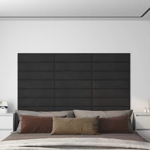 Lumarko Panele ścienne, 12 szt., czarne, 60x15 cm, aksamit, 1,08 m²! - Panele ścienne i boazeria - miniaturka - grafika 1