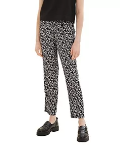 Spodnie damskie - TOM TAILOR Damskie spodnie materiałowe o luźnym kroju, 32148 - Black Small Abstract Design, 46W / 28L - grafika 1