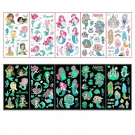 Zabawki kreatywne - TATUAŻE DLA DZIECI ŚWIECĄCE W CIEMNOŚCI ZMYWALNE TRWAŁE SYRENKI A2 5 SZT - miniaturka - grafika 1