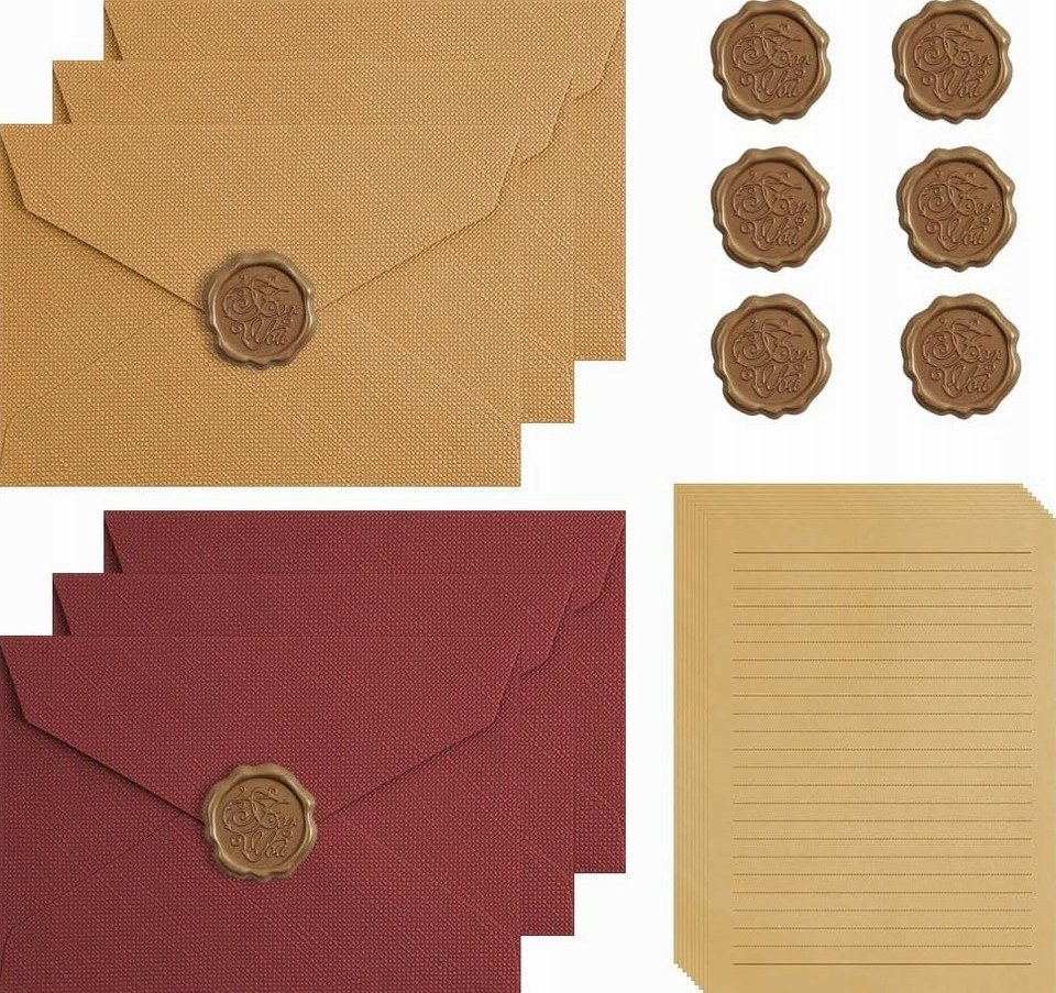 PAPETERII VINTAGE A5 22 SZTUK RETRO ELEGANCKI KOPERTY ARKUSZE PIECZĘĆ