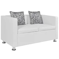 Sofy i kanapy - vidaXL Biała 2 osobowa sofa ze sztucznej skóry - miniaturka - grafika 1