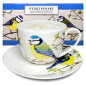 Filiżanki - Filiżanka ze spodkiem 300ml SIKORKA PTAKI POLSKI porcelana prezent komplet do kawy herbaty - miniaturka - grafika 1