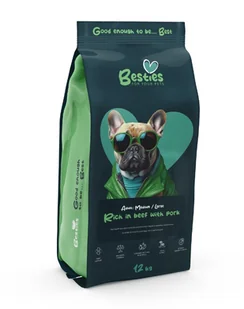 BESTIES PREMIUM ADULT DOG MEDIUM LARGE BEEF PORK WOŁOWINA WIEPRZOWINA 12KG - Sucha karma dla psów - miniaturka - grafika 1