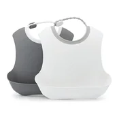 Śliniaki i fartuszki - TWISTSHAKE Twistshake śliniak z kieszonką 4m+ x 2 szt szaro-biały - miniaturka - grafika 1
