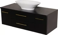 Szafki łazienkowe - Szafka łazienkowa wisząca 120/50 cm czarny mat z umywalką nablatową Belli Gold Gante - miniaturka - grafika 1