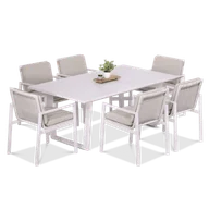 Meble ogrodowe - Zestaw jadalniany dla 6 osób LOTUS Dining 6+1 White - FURRORE - miniaturka - grafika 1