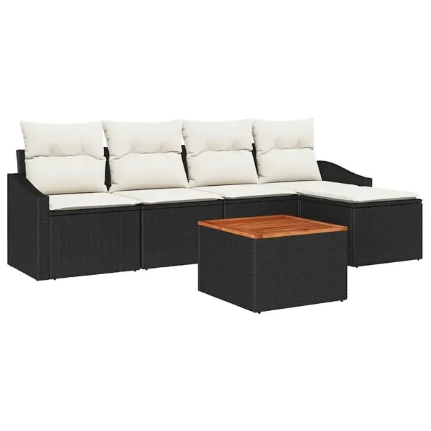 Zestaw Mebli Ogrodowych Modularnych, Rattan, Czarno-Biały, 55x55x37 cm