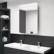 Szafki łazienkowe - vidaXL Szafka łazienkowa z lustrem i LED biel z połyskiem 60x11x80 cm 326509 - miniaturka - grafika 1