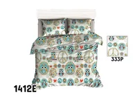 Pościel dla dzieci - Pościel 100x135 1412E biała sowy miętowe koła kwiatki groszki 333P - miniaturka - grafika 1