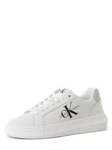 Calvin Klein Jeans - Damskie tenisówki ze skóry, biały - Trampki damskie - miniaturka - grafika 1
