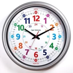 Zegar edukacyjny gigant srebrny 50cm - Zabawki interaktywne dla dzieci - miniaturka - grafika 1