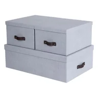 Pudła i pojemniki do przechowywania - Jasnoszare kartonowe pojemniki z pokrywką zestaw 3 szt. 31x47x15 cm Inge – Bigso Box of Sweden - miniaturka - grafika 1
