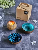 Świece - Noya Zestaw 2 kolorowych misek + 1 świeca zapachowa, kokos - miniaturka - grafika 1