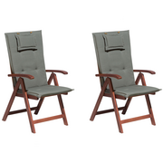Fotele i krzesła ogrodowe - Beliani Zestaw 2 krzeseł ogrodowych drewnianych z szarymi poduszkami TOSCANA - miniaturka - grafika 1