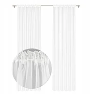 Firany - Śnieżnobiała Firana Na Taśmie 140X240Cm Gotowa Z Woalu Gładka Biała - miniaturka - grafika 1