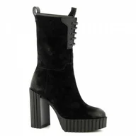 Botki damskie - Czarne damskie botki na grubym obcasie CARINII - Carinii - miniaturka - grafika 1
