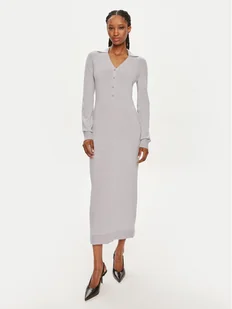 Calvin Klein Sukienka dzianinowa K20K207219 Szary Slim Fit - Sukienki - miniaturka - grafika 1