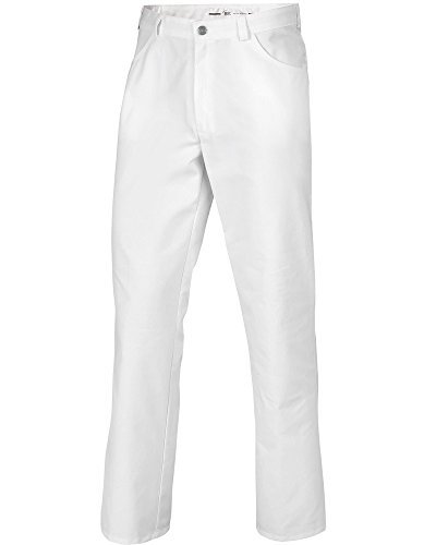 BP 1643-558-21-XSn spodnie uniseks, styl dżinsowy z regulowanym gumowym ściągaczem z tyłu, mieszanka materiału 245,00 g/m², kolor biały, rozmiar XSn