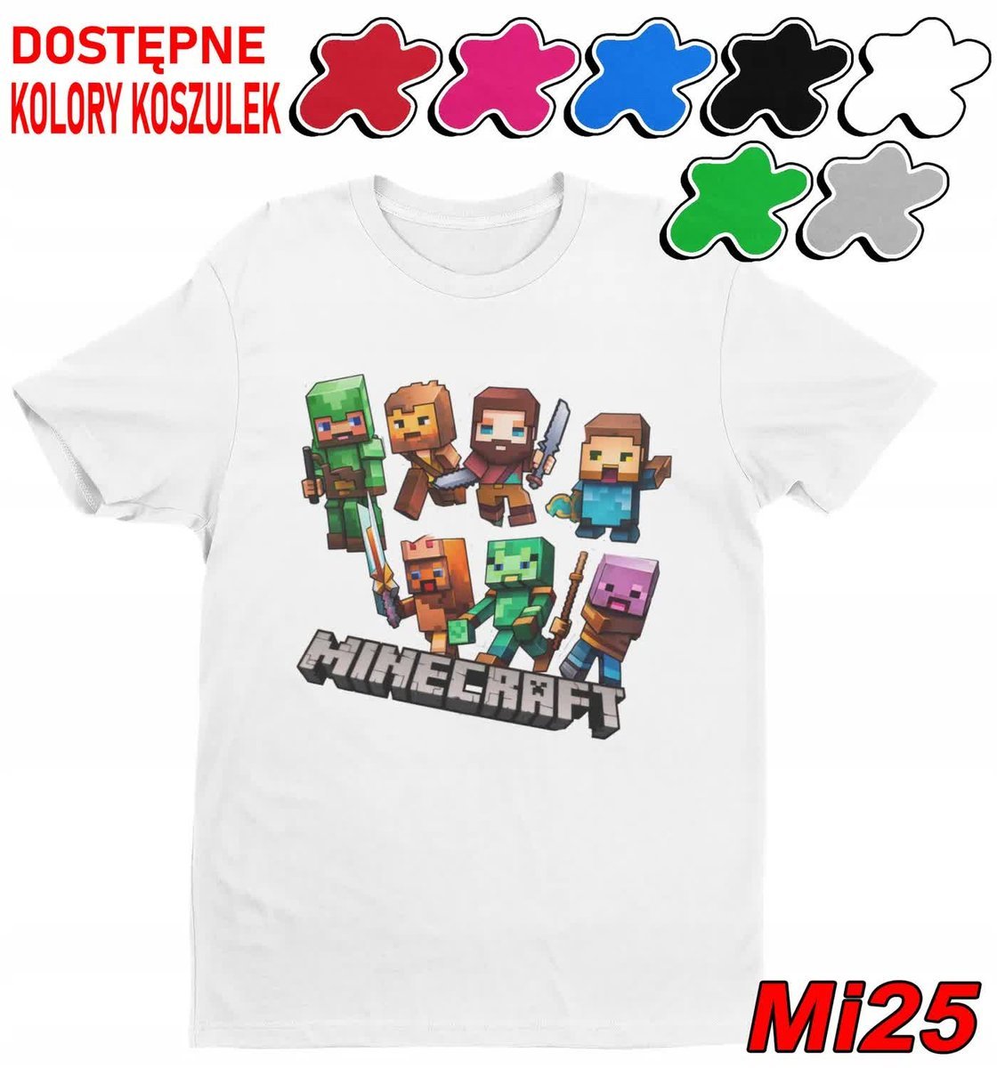 Koszulka Dziecięca Z Nadrukiem Dla Fana Mainkraft Gry Wzory -L 146-152
