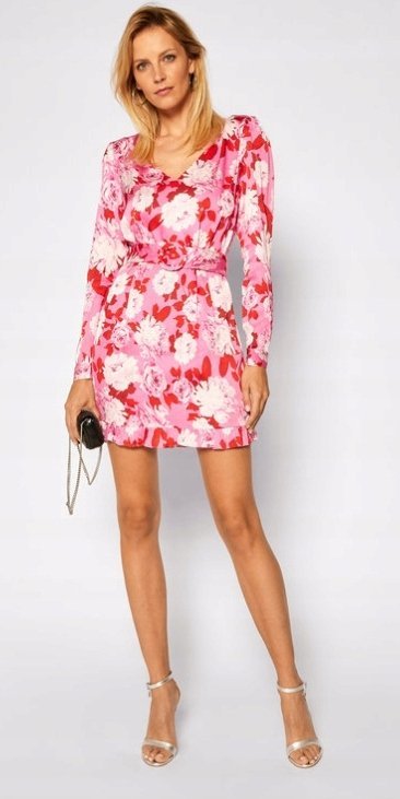 GUESS DAMSKA SUKIENKA MINI WZÓR KWIATY L WŁB