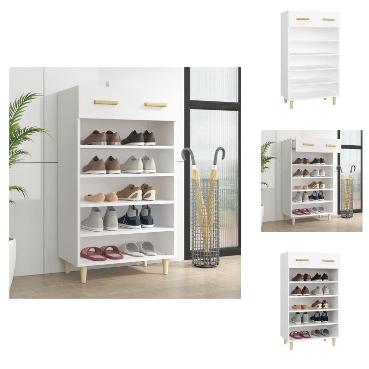 vidaXL Szafka na buty biała 60x35x105 cm materiał drewnopochodny - Półki i szafki na buty