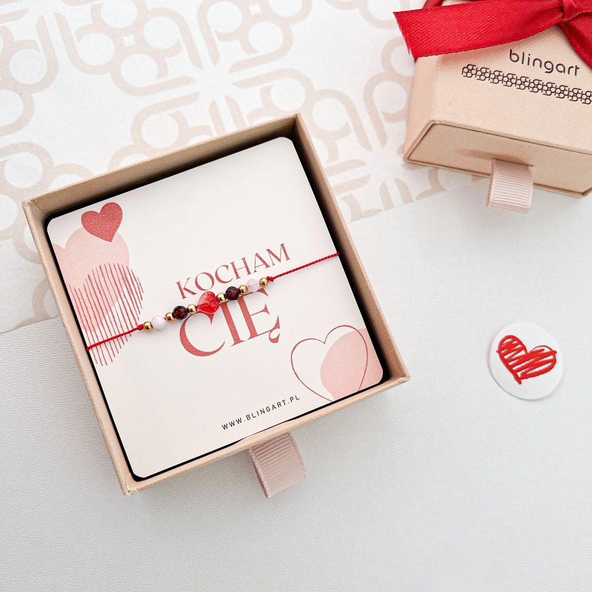 Bransoletka damska z kamieni naturalnych granat kamień księżycowy Walentynki