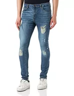 Spodenki męskie - Urban Classics Męskie spodnie jeansowe Heavy Destroyed Slim Fit, Blue Heavy Destroyed Washed - miniaturka - grafika 1