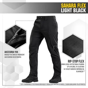M-Tac - Spodnie Sahara Flex Lite - Czarne - 20064048 - Odzież taktyczna i umundurowanie - miniaturka - grafika 2