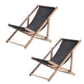 Leżaki ogrodowe - Leżak drewniany Tulon grafitowy, 2 szt. - miniaturka - grafika 1