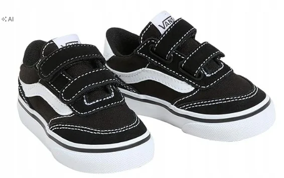VANS BROOKLYN TRAMPKI DZIECIĘCE CZARNE NA RZEPY NISKIE ZE SKÓRĄ 25 16MA