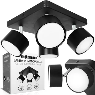 Zestaw Lampa punktowa LED Heckermann 8795318A Czarna 4x głowica + 4x Żarówka LED Heckermann GX53 7W Neutral - Lampy sufitowe - miniaturka - grafika 2